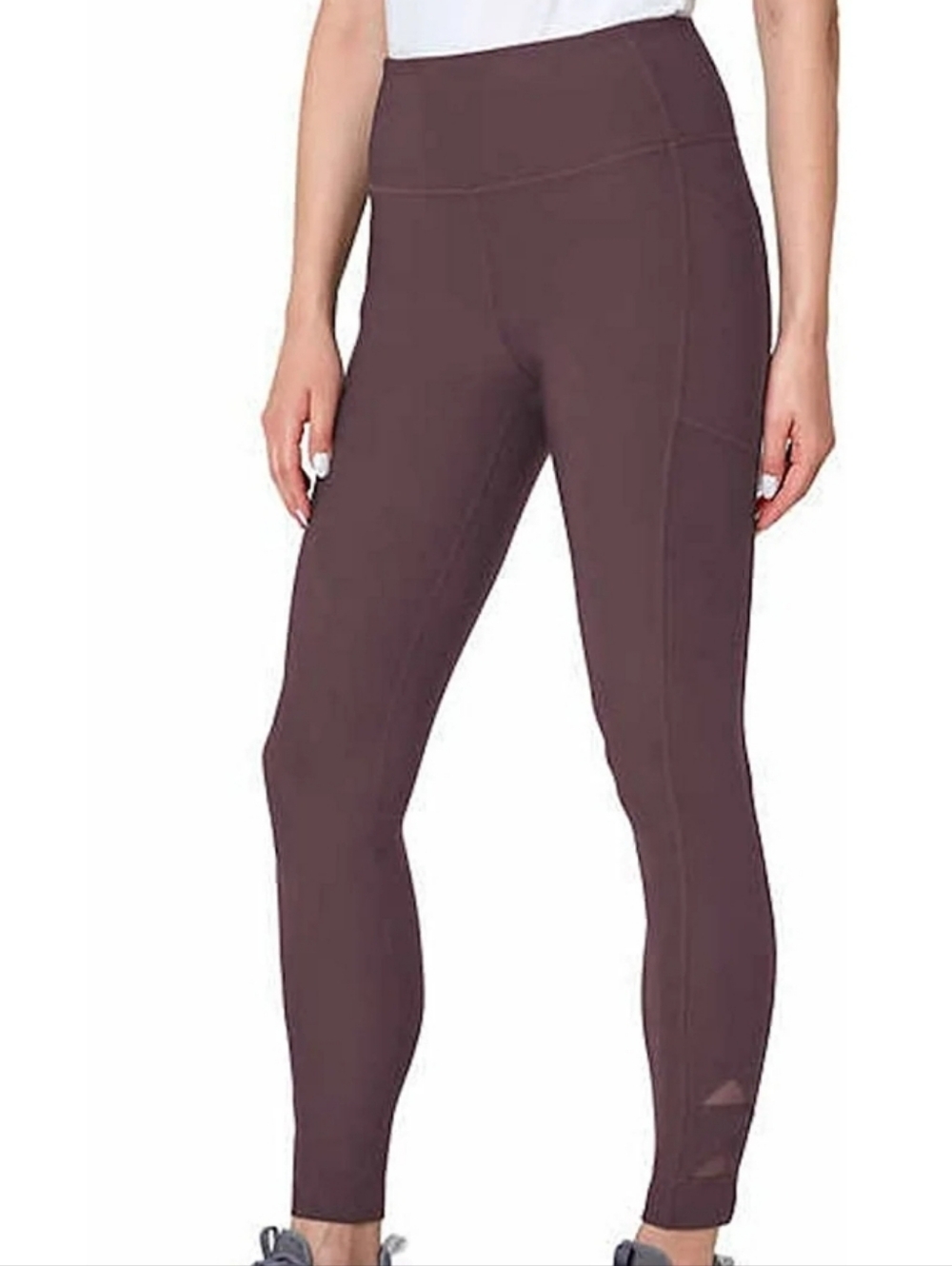 Mondetta Plum Brown High-Rise Leggings with Side Panel Pocket